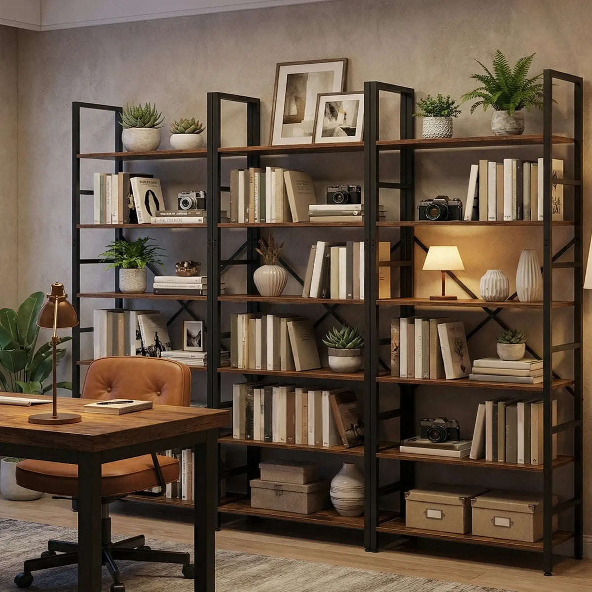 Book Shelf, 5 Tier/6 Tier/ Bookcase, Modern Tall Bookshelf Corner Storage Organizer for Garage Kit, CDs, Movies Suitable Home Of - Nexvibe