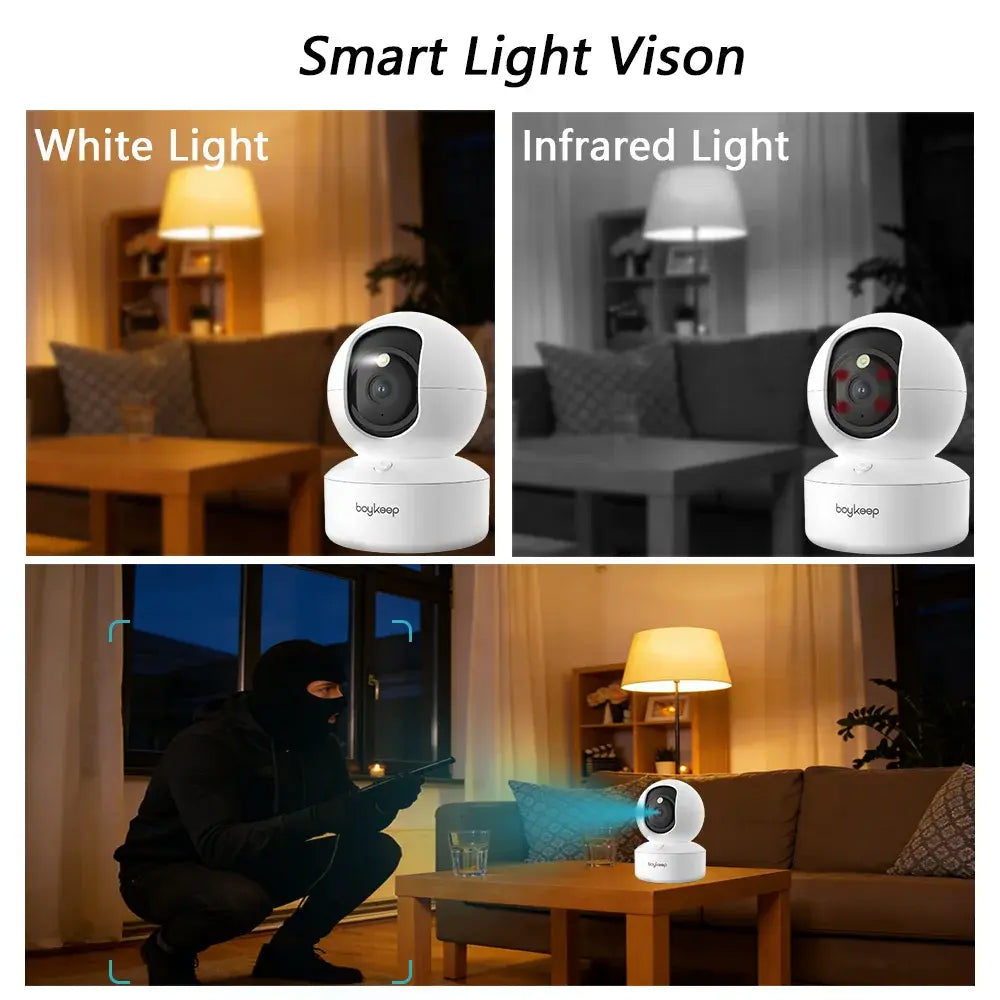 BoyKeep 2K Smart WiFi Security Camera Dual Band 5G/2.4GHz Indoor Surveillance Camera 360° PTZ IR Night Vision Two-Way