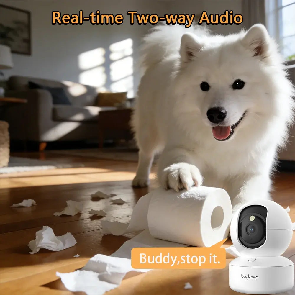 BoyKeep 2K Smart WiFi Security Camera Dual Band 5G/2.4GHz Indoor Surveillance Camera 360° PTZ IR Night Vision Two-Way