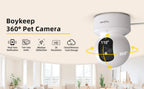 BoyKeep 2K Smart WiFi Security Camera Dual Band 5G/2.4GHz Indoor Surveillance Camera 360° PTZ IR Night Vision Two-Way