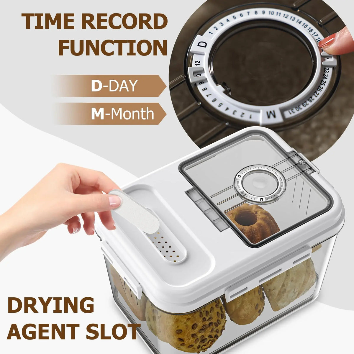Bread Box For Kitchen Countertop, Airtight Bread Storage Container, Time Recording Bread Keeper with Lid,Bread Storage For Homemade Breads, Toast, And Cookies, White Bread Holder. - Nexvibe