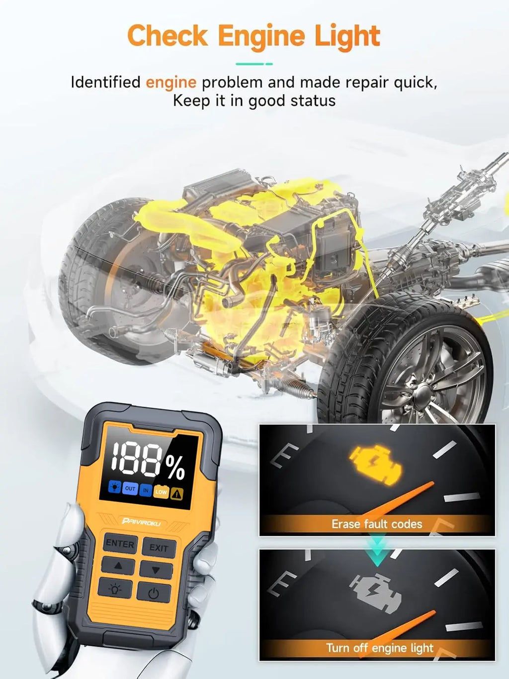 Car Battery Jump Starter with OBD2 Scanner 5000A Battery Jumper Starter，Code Reader for Check Engine Light Diagnostic