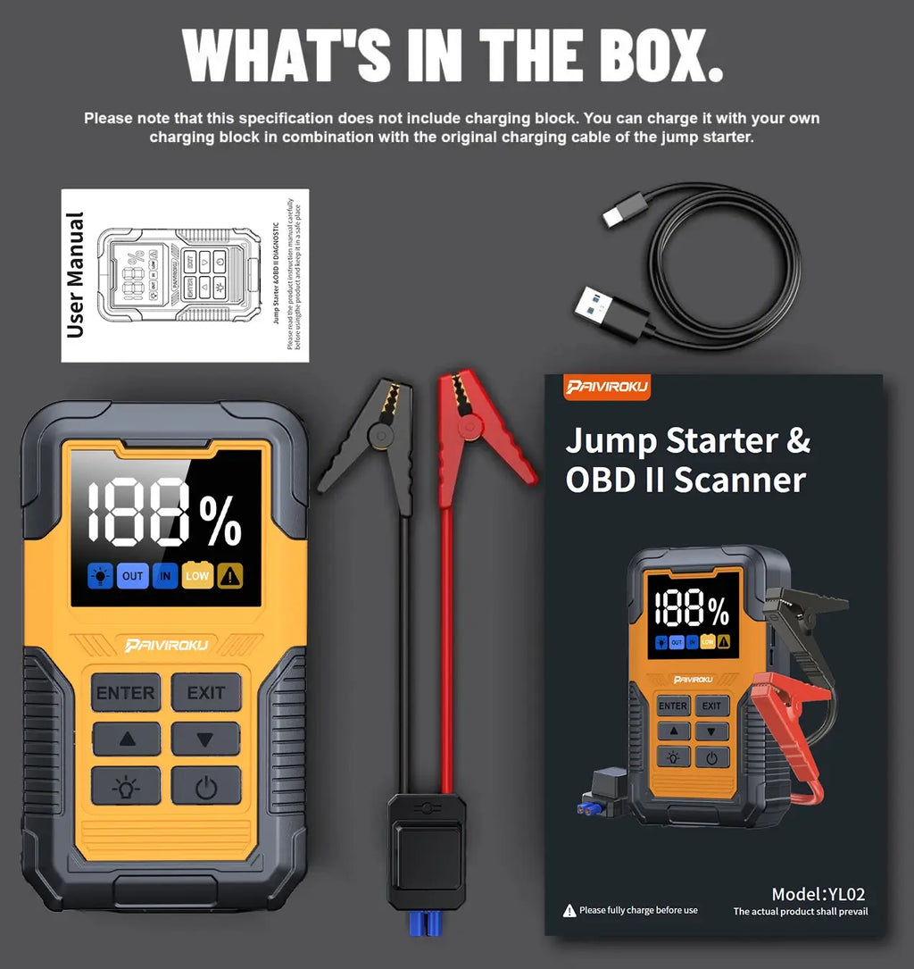 Car Battery Jump Starter with OBD2 Scanner 5000A Battery Jumper Starter，Code Reader for Check Engine Light Diagnostic