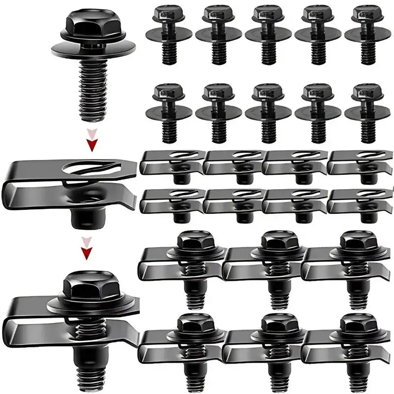 Car Body Bolts U Type Nut Clips M6 Automobile Bumper Fender Rivet Engine Cover Undertray Splash Shield Guard Liner Screws Clips - Nexvibe
