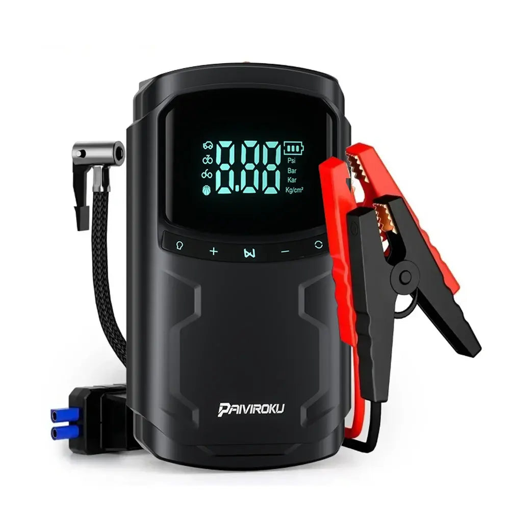 Car Jump Starter with Air Compressor Peak 5000A Auto Battery Booster 150PSI Air Pump Portable Power Bank Tire Inflator