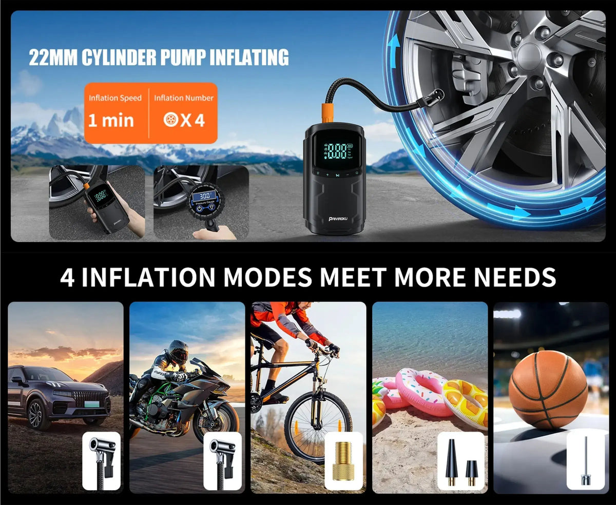 Car Jump Starter with Air Compressor Peak 5000A Auto Battery Booster 150PSI Air Pump Portable Power Bank Tire Inflator