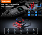 Car Jump Starter with Air Compressor Peak 5000A Auto Battery Booster 150PSI Air Pump Portable Power Bank Tire Inflator