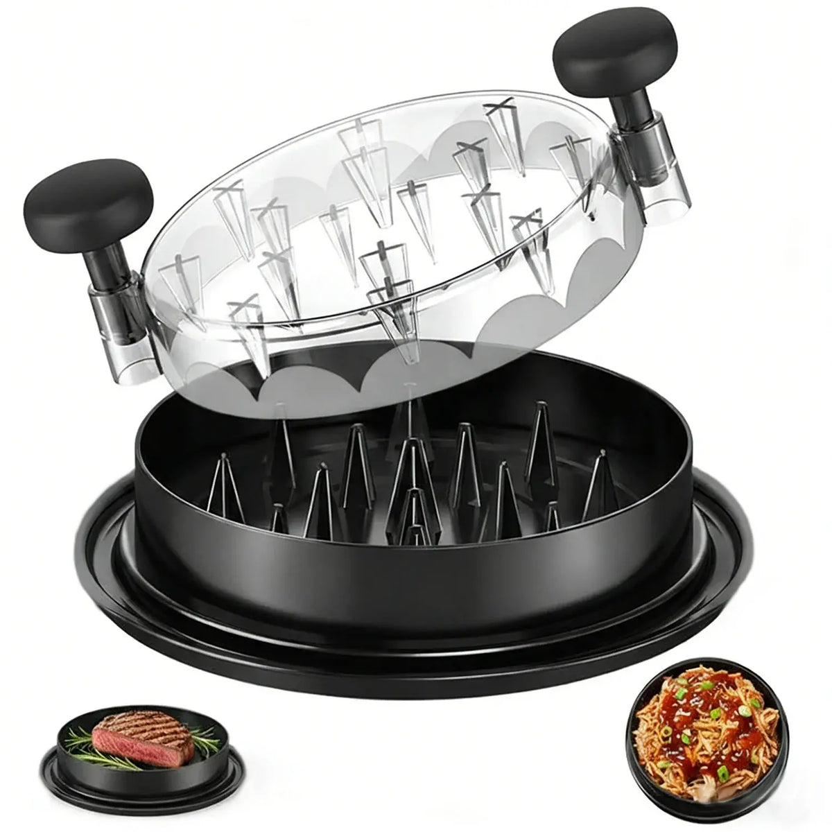 Chicken Shredder 8 Inches Chicken Breast Shredder Tool Cooked Meat Shredder With Clear Lid Ergonomic Design Auti-slip