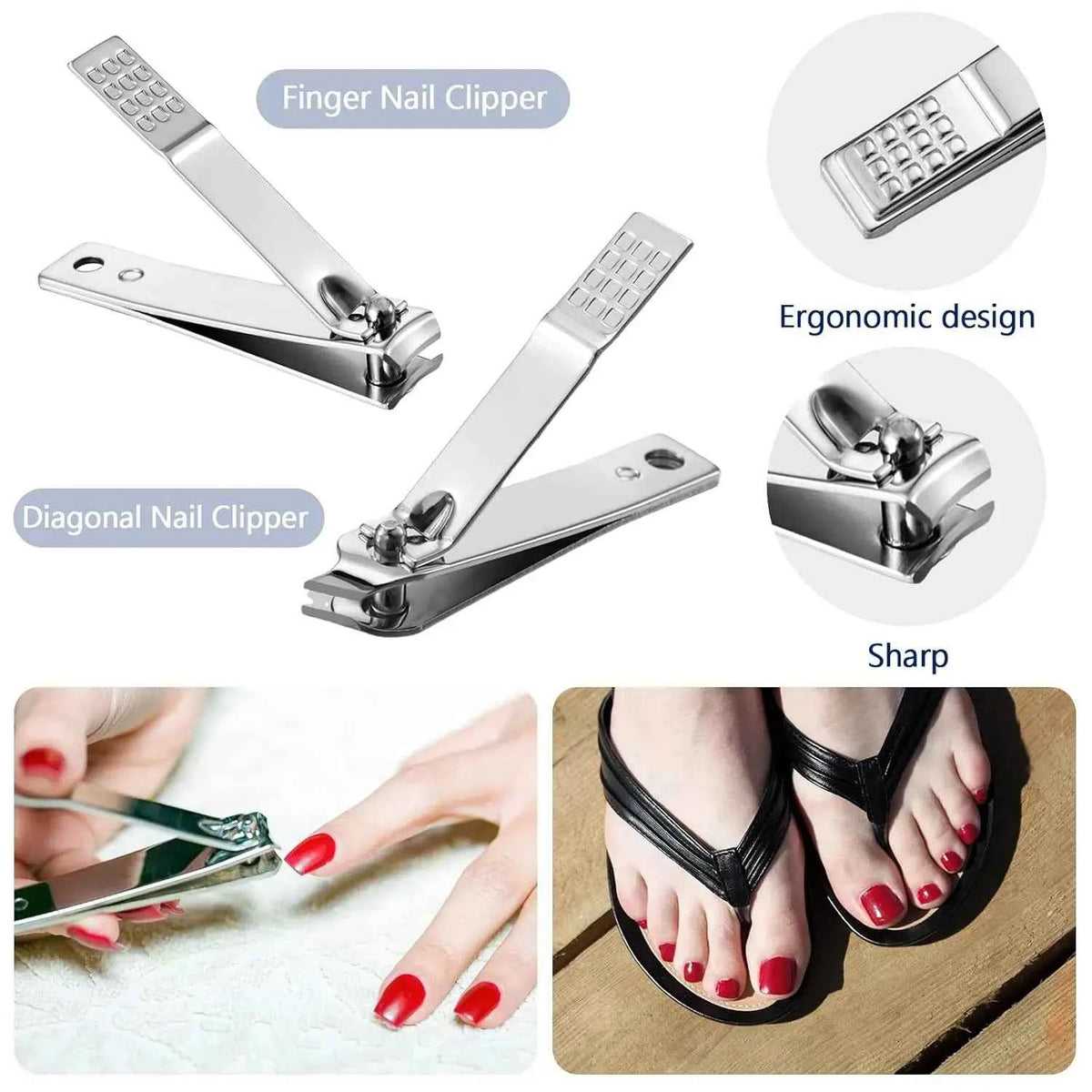 Complete Nail Tool Set 1 Units, 8 Essential Tools per Kit, Sharp Blades & Safe Handles, Easy to Carry in Pocket or Bag