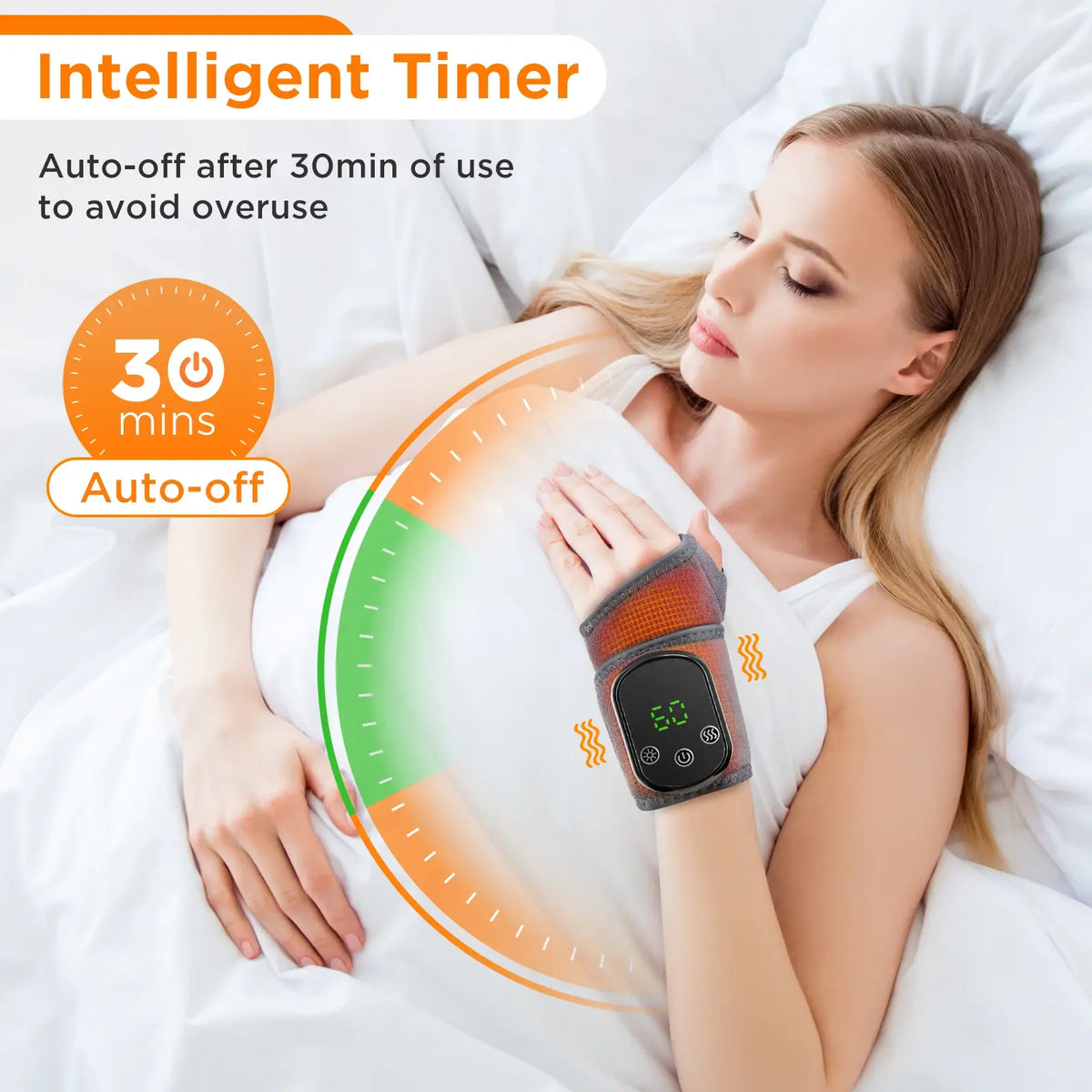 Cordless Wrist Hand Heated Massager Vibration Electric Hand Wrap Band Joint Wrist Support Brace Pain Relief Belt - Nexvibe
