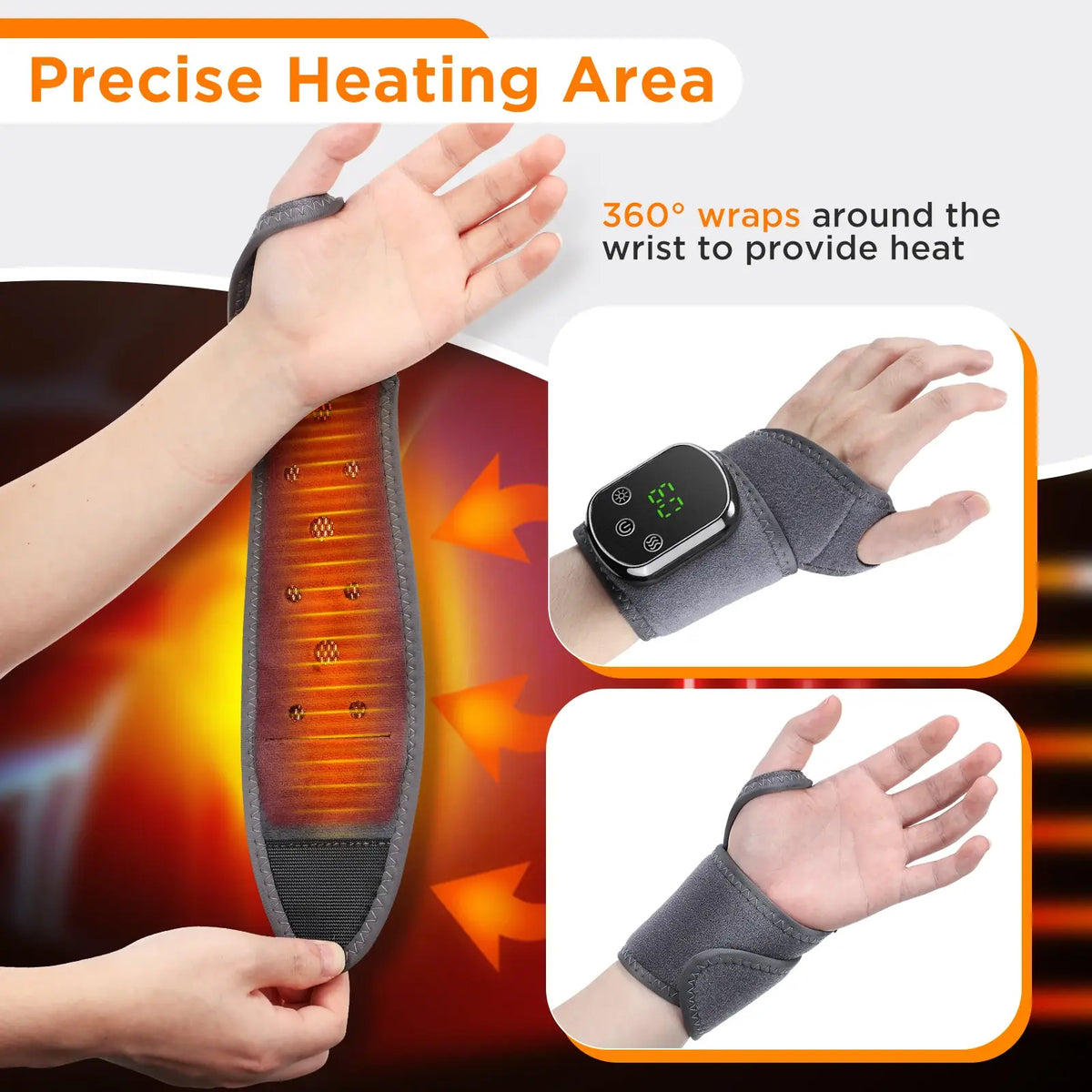 Cordless Wrist Hand Heated Massager Vibration Electric Hand Wrap Band Joint Wrist Support Brace Pain Relief Belt - Nexvibe
