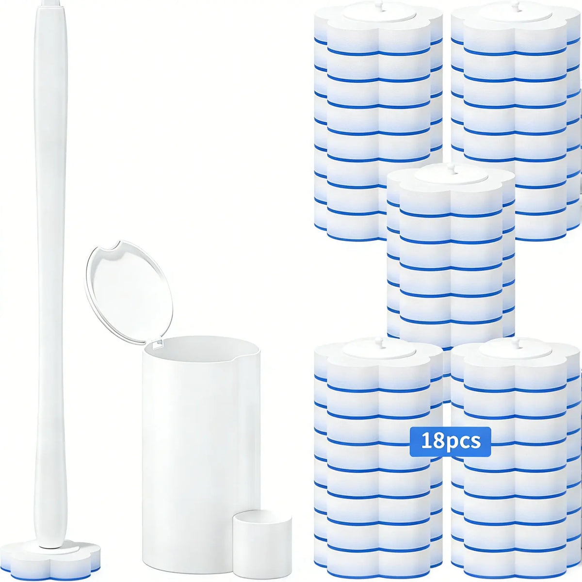 Disposable Toilet Bowl Brush with 18 Toilet Wand Refills, Toilet Bowl Cleaner Wands, Toilet Cleaning System Starter Kit - Nexvibe