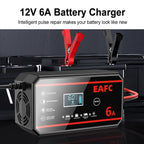 EAFC 12V 8A /6A Car Battery Charger Quick Charge Automatic Smart Battery Charger LCD Display for Lead Acid Agm Gel Wet