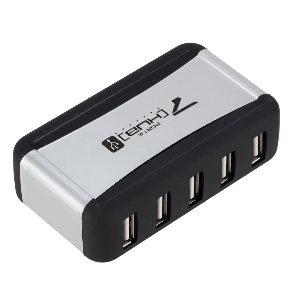 EU/US Plug USB Hub 7 Ports Splitter USB 2.0 Plug and Play Support 1.5/12/480Mbps with Power Adapter for PC Computer and Laptop - Nexvibe