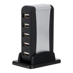 EU/US Plug USB Hub 7 Ports Splitter USB 2.0 Plug and Play Support 1.5/12/480Mbps with Power Adapter for PC Computer and Laptop - Nexvibe