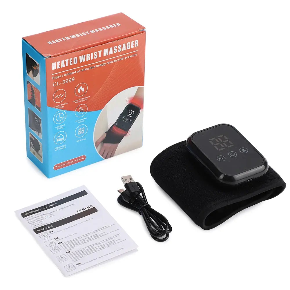 Electric Heating Hand Wrist Massager Wireless Thermal Wrist Brace Protector 3 Hot Compress 3 Vibration Wristband Muscle Relax - Nexvibe