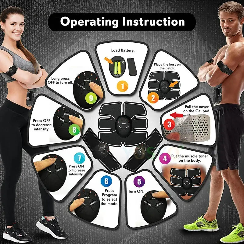Electric Muscle Stimulator EMS Wireless Buttocks Hip Trainer Abdominal ABS Stimulator Fitness Body Slimming Massager - Nexvibe