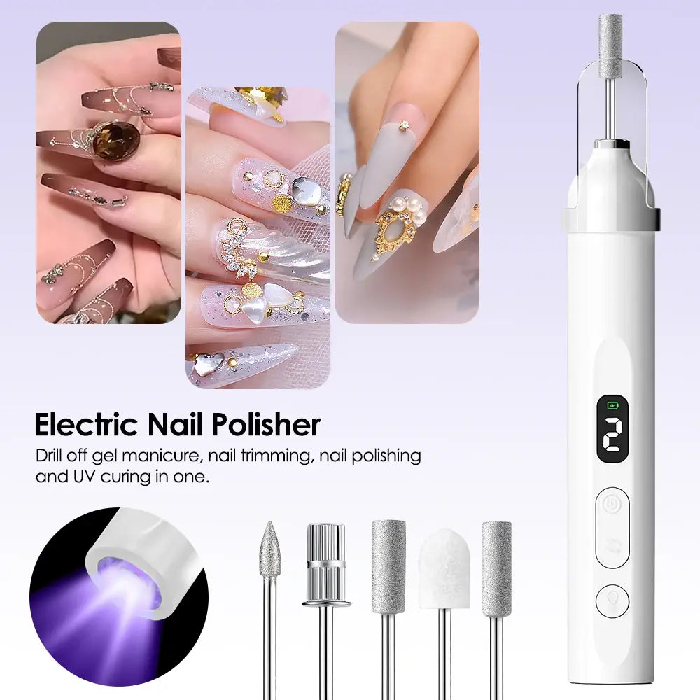 Electric Nail Polisher Drill Bits Set Nails Grinding Polishing Cuticle Trimmer Art Sanding File Pen Manicure