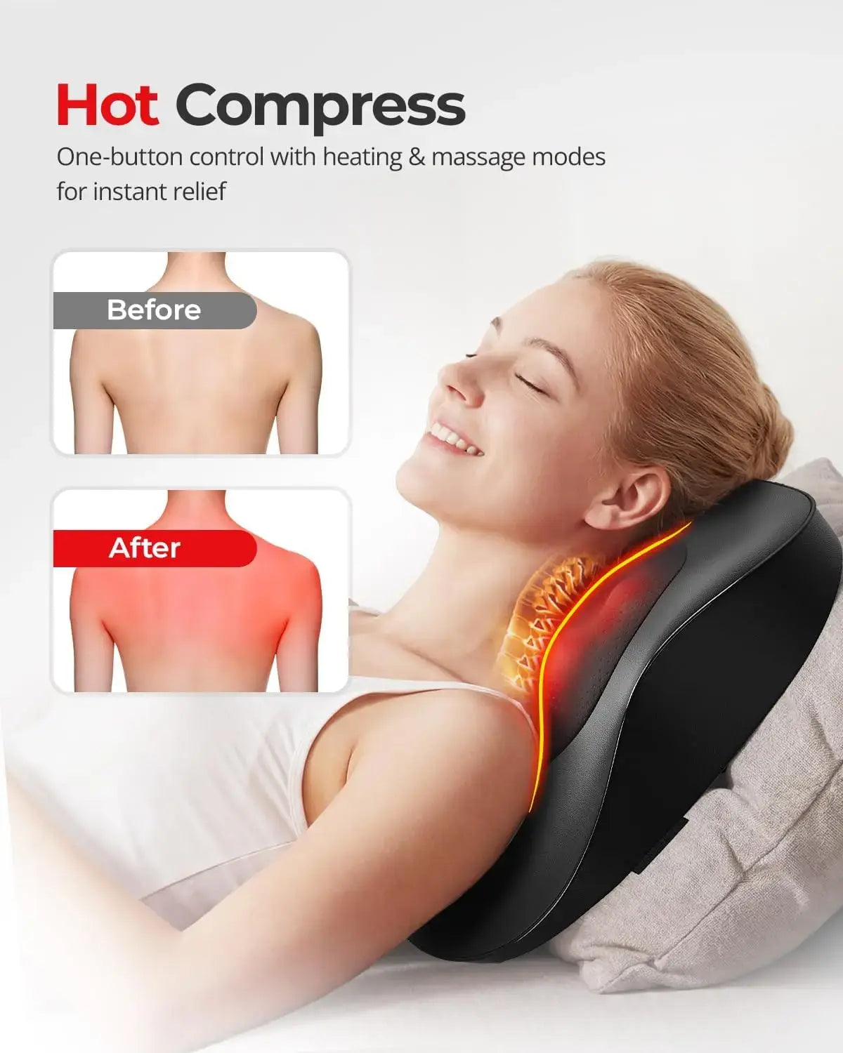 Electric Neck Massager Pillow, Neck&Shoulder Massager with Heat, Portable 3D Kneading for Shoulder, Leg&Calf Muscle Pain Relief - Nexvibe