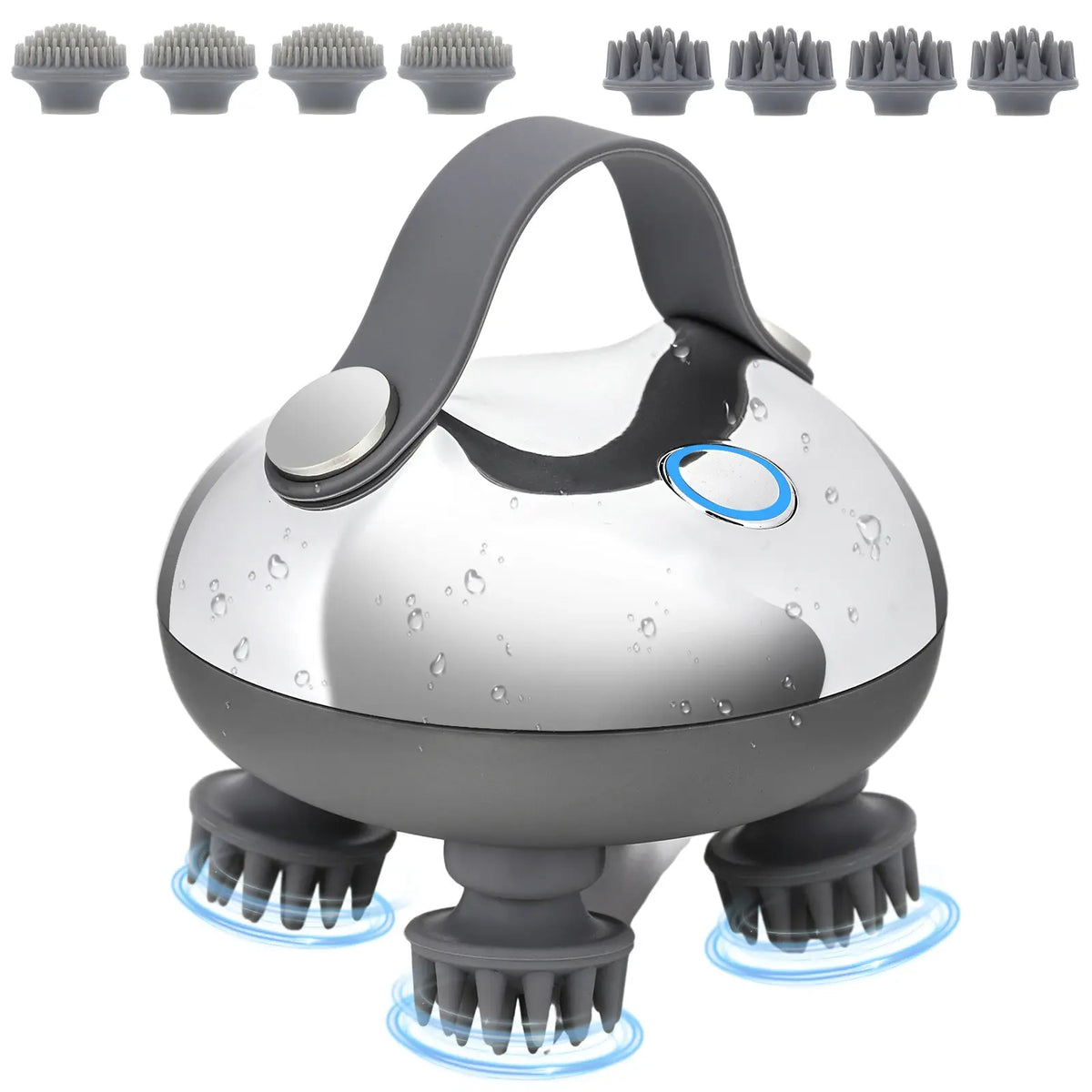 Electric Scalp Massager with 8 Silicone Massage Heads Scalp Kneading Vibrating Device 3 Modes for Hair Growth Stress Relax - Nexvibe