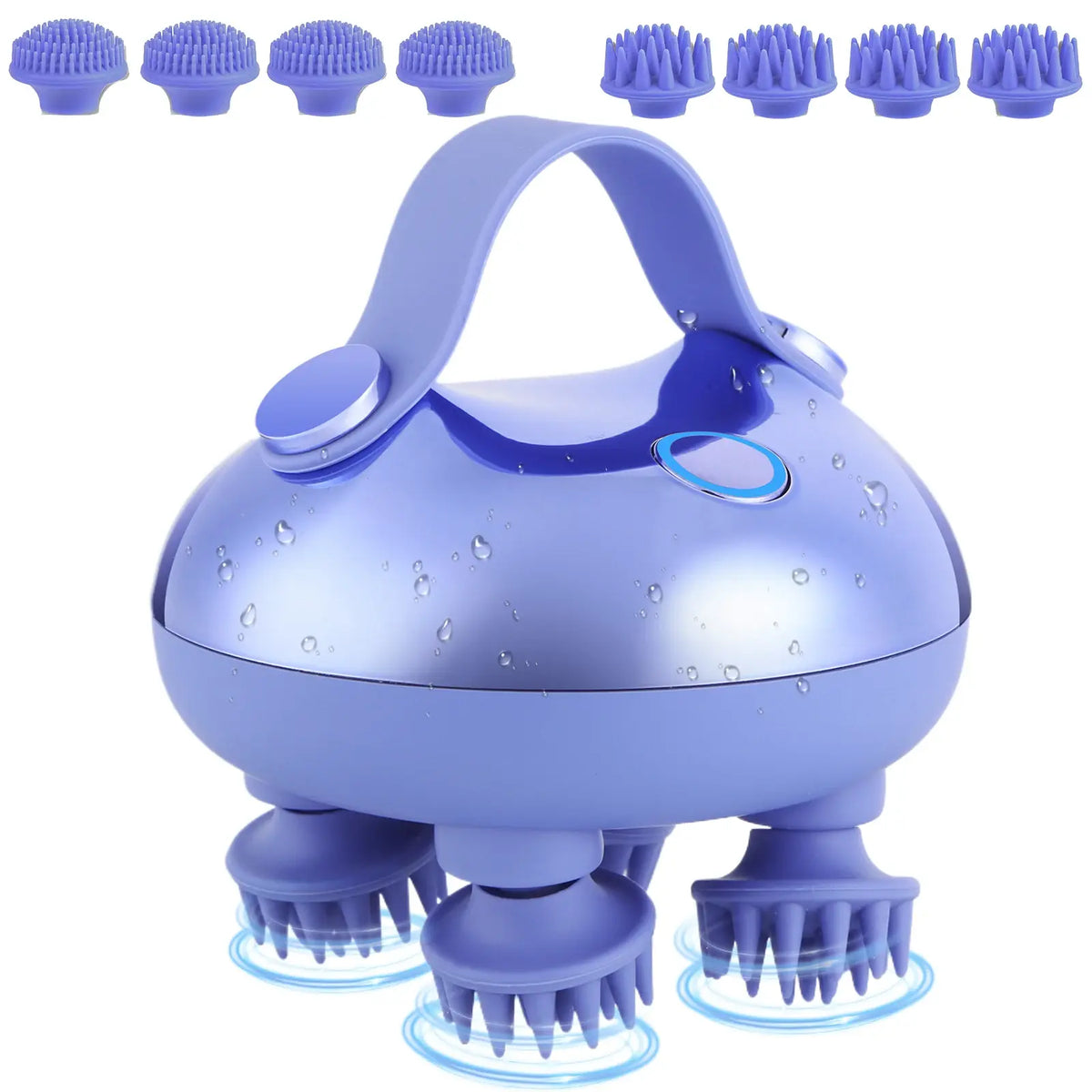 Electric Scalp Massager with 8 Silicone Massage Heads Scalp Kneading Vibrating Device 3 Modes for Hair Growth Stress Relax - Nexvibe