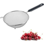 Ergonomic Kitchen Strainer for Christmas Recipes - 12 Inch with Non-Slip Handle & Hook,Sturdy Fine Mesh for Draining and Rinsing