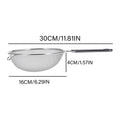 Ergonomic Kitchen Strainer for Christmas Recipes - 12 Inch with Non-Slip Handle & Hook,Sturdy Fine Mesh for Draining