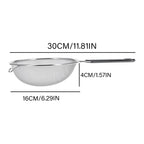 Ergonomic Kitchen Strainer for Christmas Recipes - 12 Inch with Non-Slip Handle & Hook,Sturdy Fine Mesh for Draining