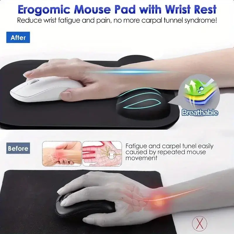 Ergonomic Mouse Pad with Gel Wrist Rest - Comfortable Keyboard Wrist Support for Office & Gaming, Non-Slip Base - Nexvibe