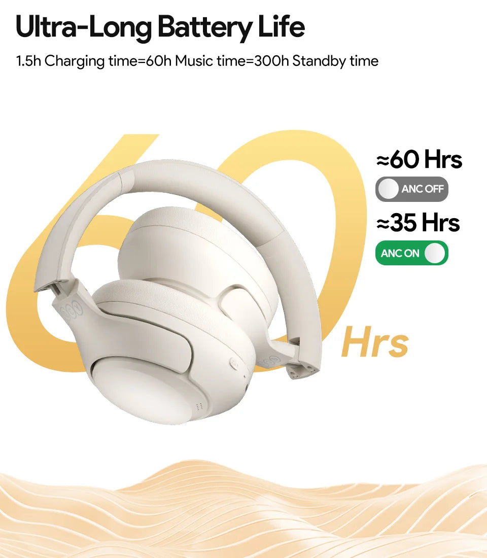 Experience Superior Sound Quality with QCY H3 ANC Wireless Headphones - 60H Battery Life & Advanced Noise Cancellation