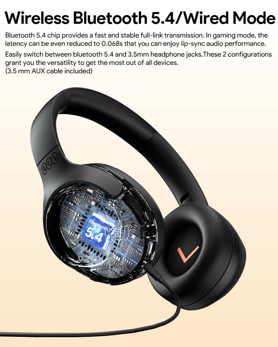 Experience Superior Sound Quality with QCY H3 ANC Wireless Headphones - 60H Battery Life & Advanced Noise Cancellation