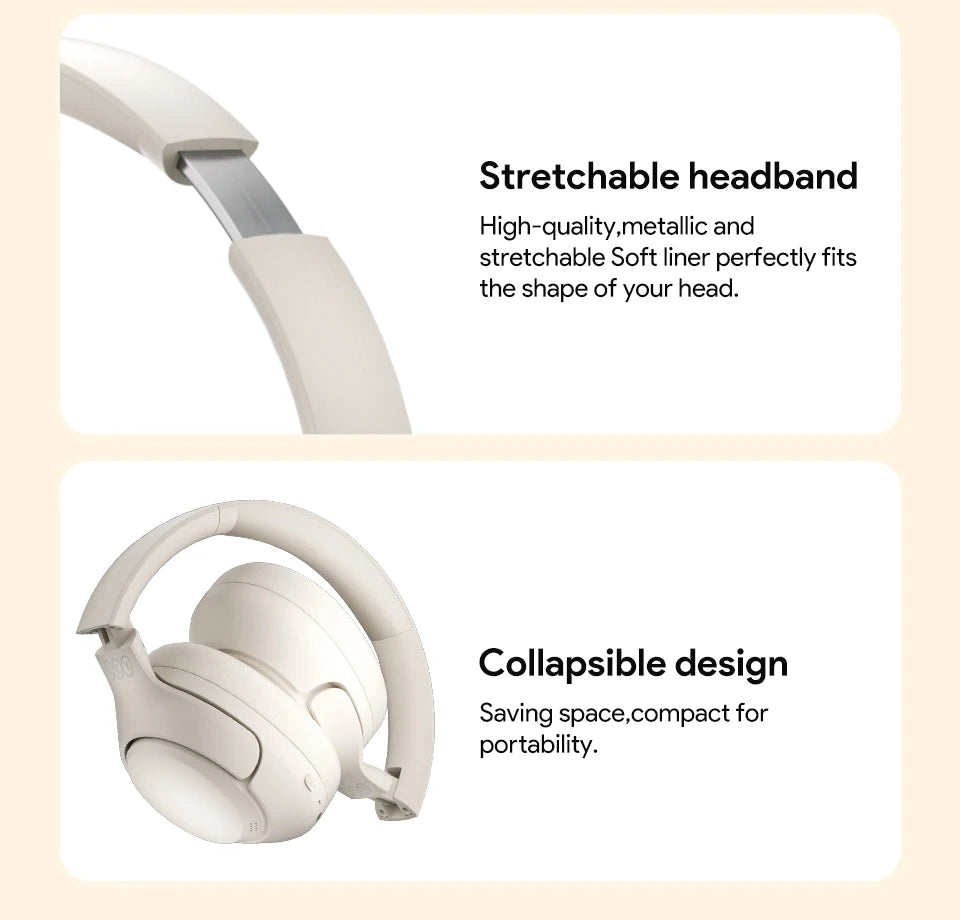 Experience Superior Sound Quality with QCY H3 ANC Wireless Headphones - 60H Battery Life & Advanced Noise Cancellation