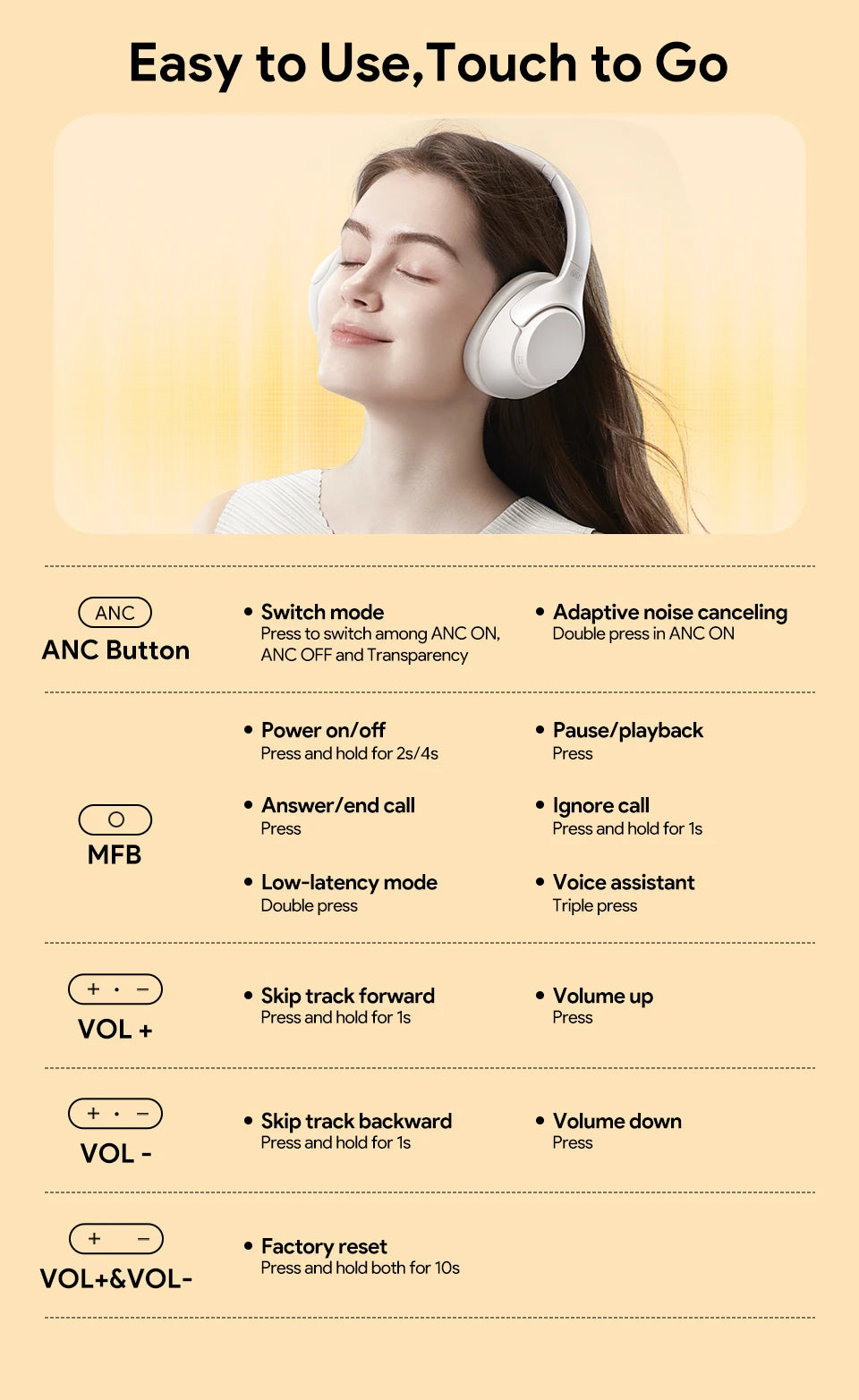 Experience Superior Sound Quality with QCY H3 ANC Wireless Headphones - 60H Battery Life & Advanced Noise Cancellation