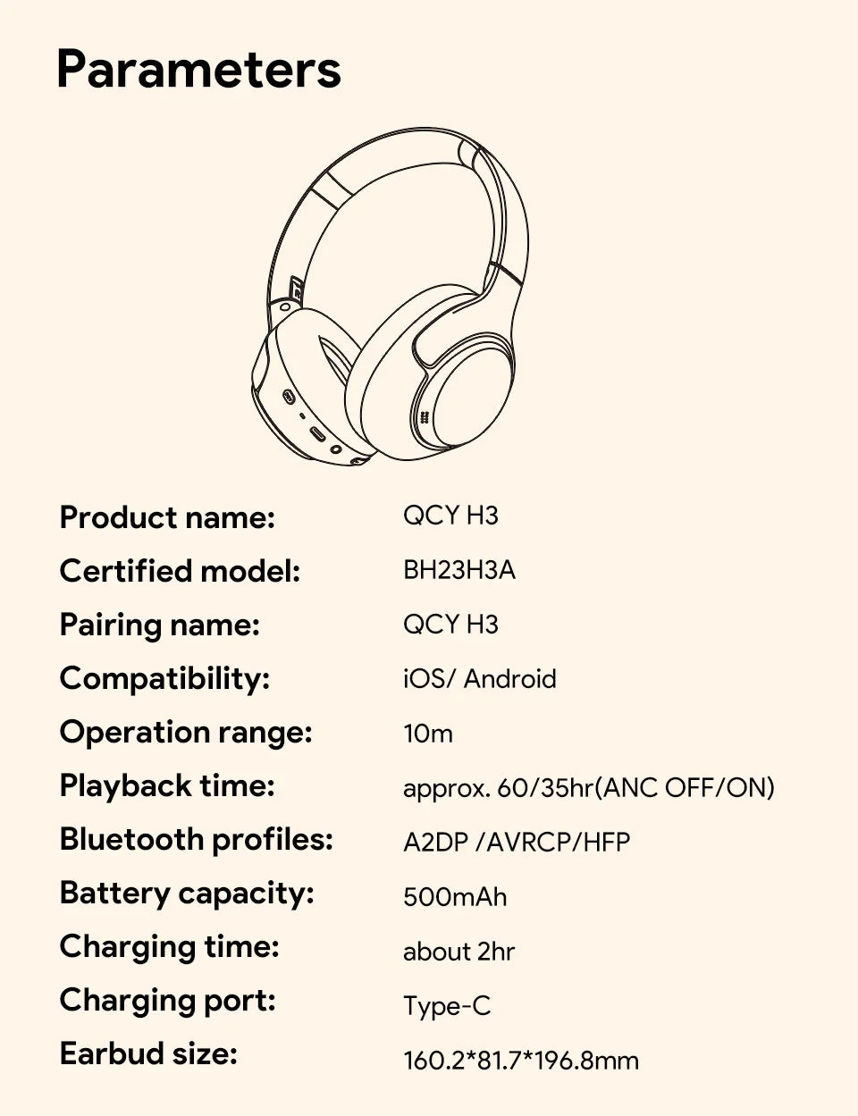 Experience Superior Sound Quality with QCY H3 ANC Wireless Headphones - 60H Battery Life & Advanced Noise Cancellation