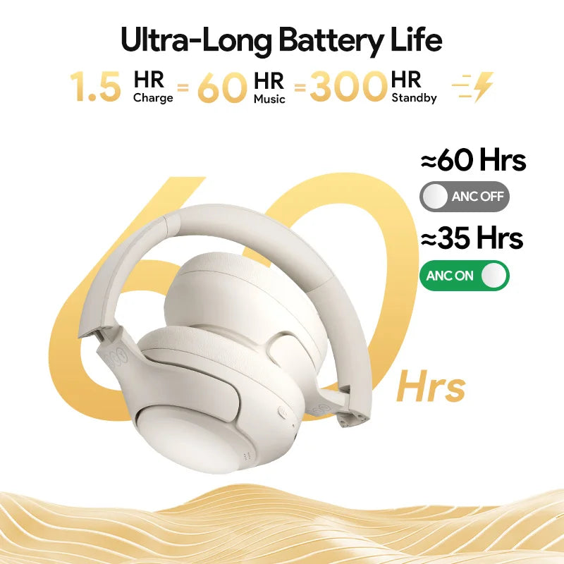 Experience Superior Sound Quality with QCY H3 ANC Wireless Headphones - 60H Battery Life & Advanced Noise Cancellation