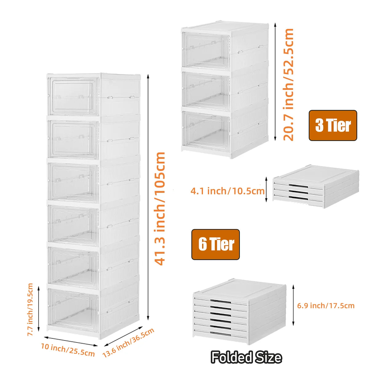 Foldable Clear Shoe Storage Organizer Stackable Dustproof Thickened Sneaker Shoe Box Rack Cabinet for Closet Dorm