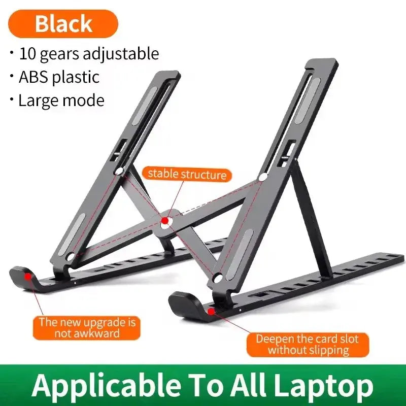 Foldable Laptop Stand Adjustable Portable Foldable Bracket Support Base ABS Plastic Holder For Macbook Laptop PC Accessories - Nexvibe