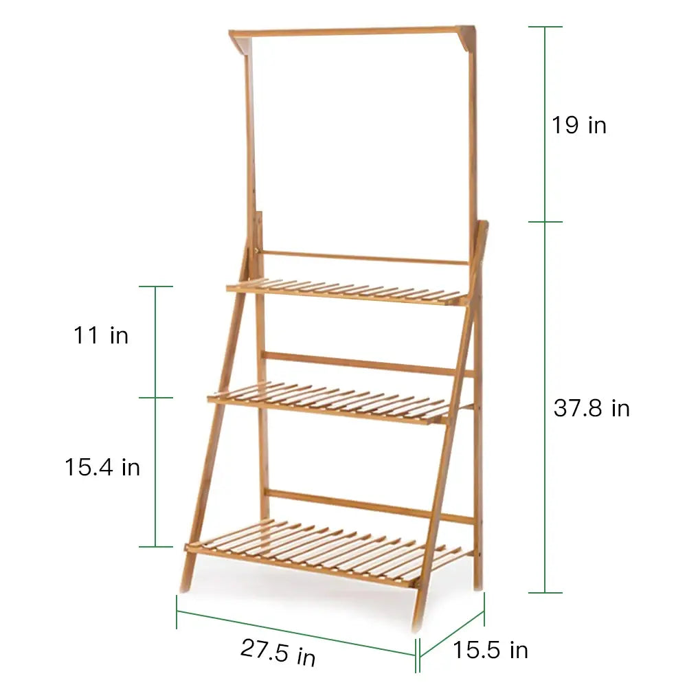 Folding Bamboo Plant Stand, Flower Pot Shelf, Multi-Use for Greenhouse Indoor and Outdoor, 3 Tier - Nexvibe