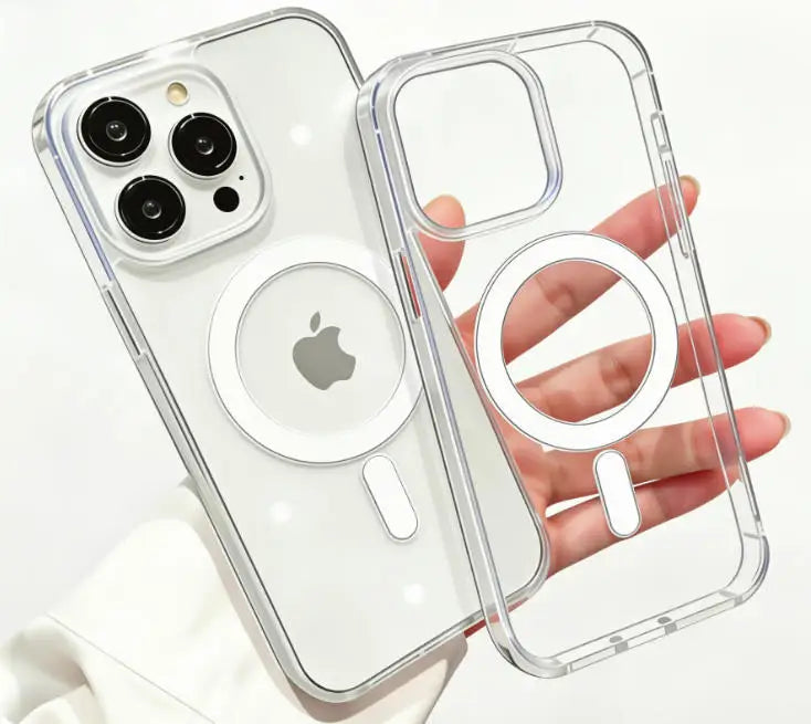 For Magesafe Magnetic Transparent Wireless Charge Case For iPhone 11 12 13 14 15 16 17 Air Pro Max Plus Mini Shockproof