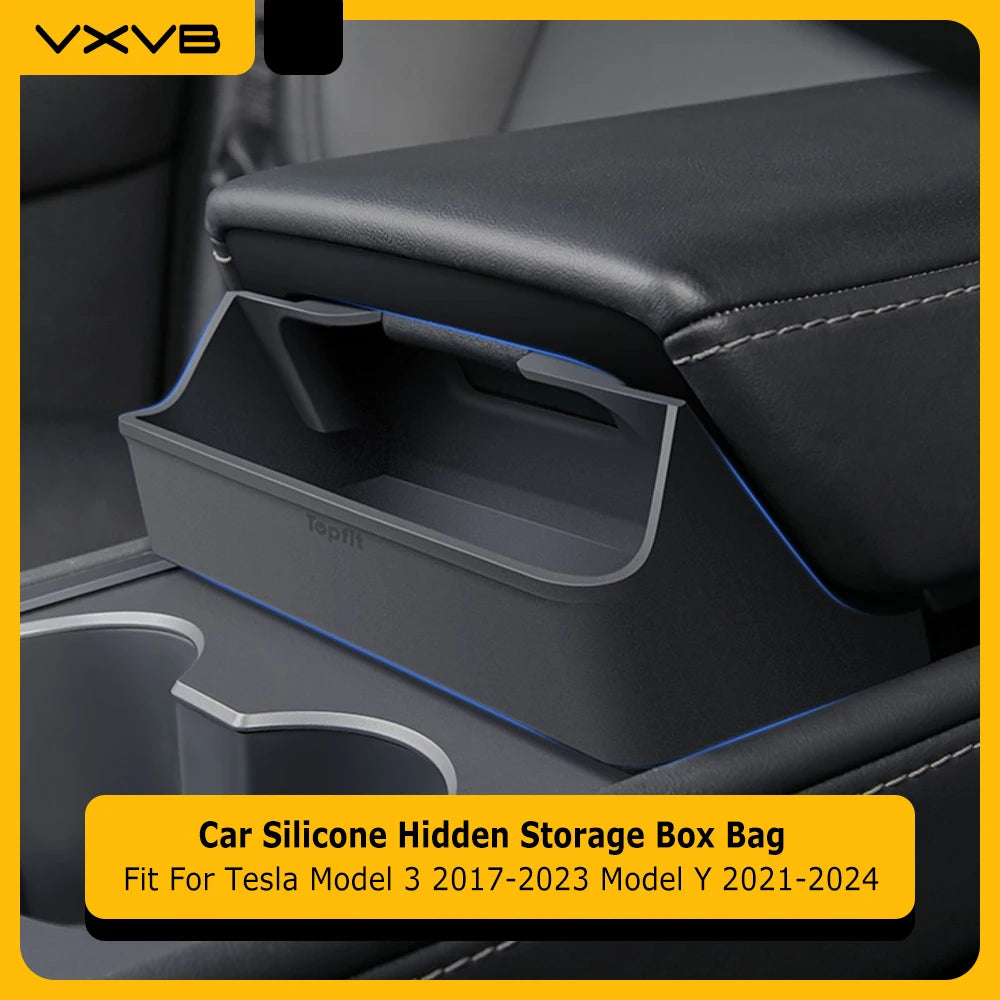 For Tesla Model 3 Model Y Accessories 2023 Central Control Armrest Box Phone Pocket Car Glasses Case Storage Tray Auto