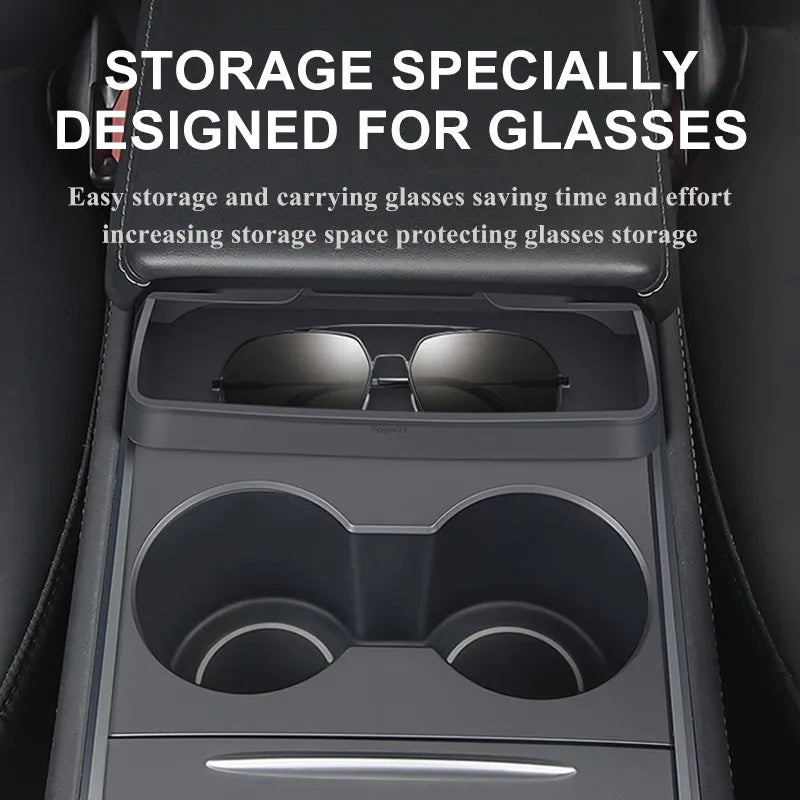 For Tesla Model 3 Model Y Accessories 2023 Central Control Armrest Box Phone Pocket Car Glasses Case Storage Tray Auto