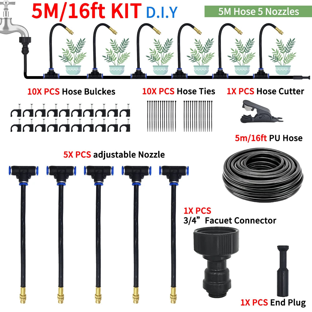 GEEIRR Irrigation spray nozzles kit For Greenhouse Garden Flowers Plant Watering 360° Adjustable Misting Cooling