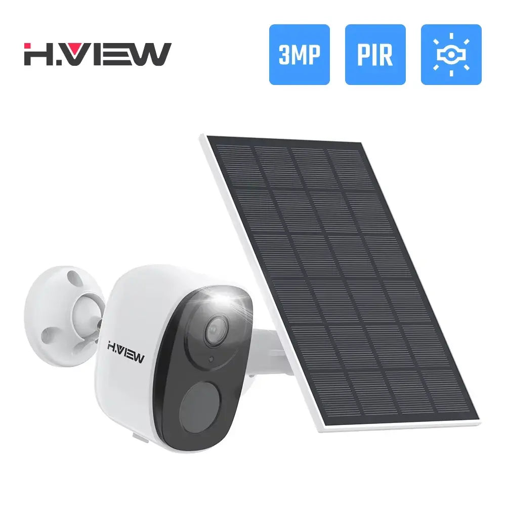 H.VIEW PIR Battery Powered Camera Wireless Outdoor 2K 3MP WiFi Security Camera with Spotlight Siren 2-Way Audio