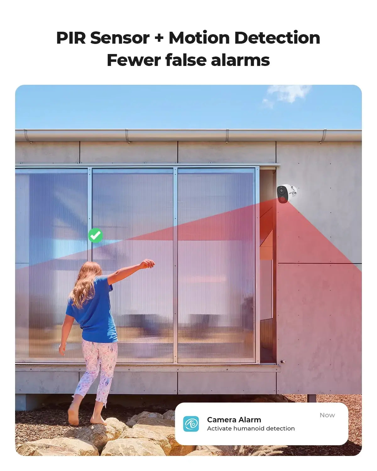 H.VIEW PIR Battery Powered Camera Wireless Outdoor 2K 3MP WiFi Security Camera with Spotlight Siren 2-Way Audio