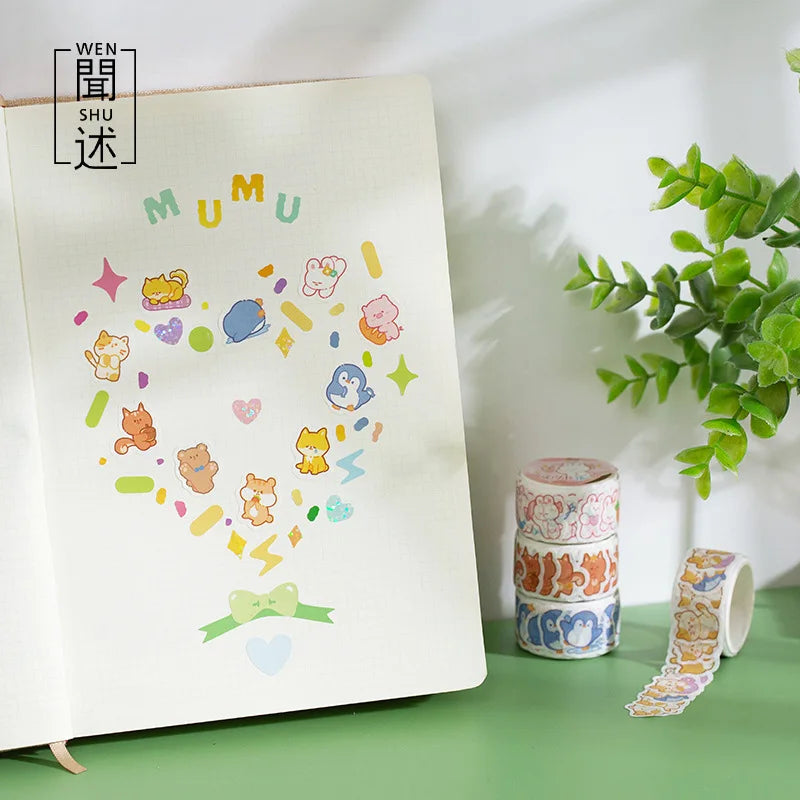 100 pcs Kawaii Cloud Zoo Masking Washi Tape Cute Cat penguin Decorative Adhesive Tape Decora Diy Scrapbooking Sticker Label