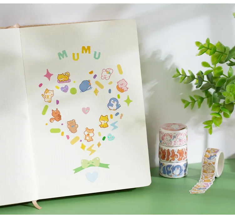 100 pcs Kawaii Cloud Zoo Masking Washi Tape Cute Cat penguin Decorative Adhesive Tape Decora Diy Scrapbooking Sticker Label