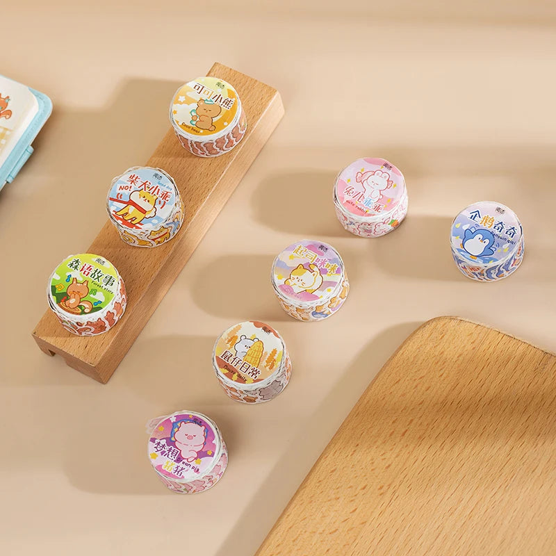 100 pcs Kawaii Cloud Zoo Masking Washi Tape Cute Cat penguin Decorative Adhesive Tape Decora Diy Scrapbooking Sticker Label