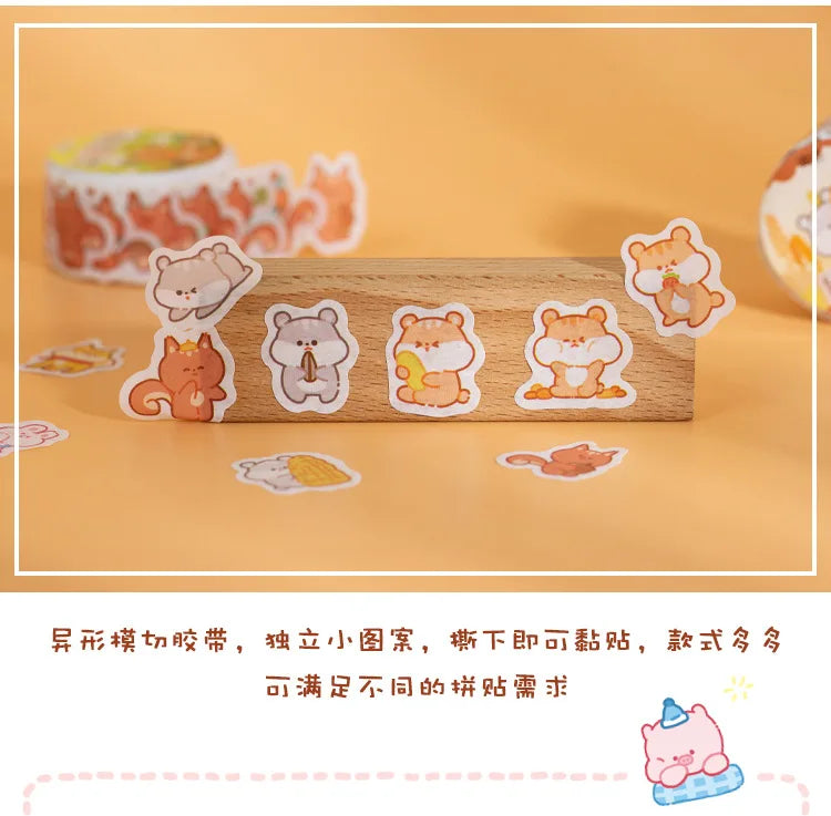 100 pcs Kawaii Cloud Zoo Masking Washi Tape Cute Cat penguin Decorative Adhesive Tape Decora Diy Scrapbooking Sticker Label