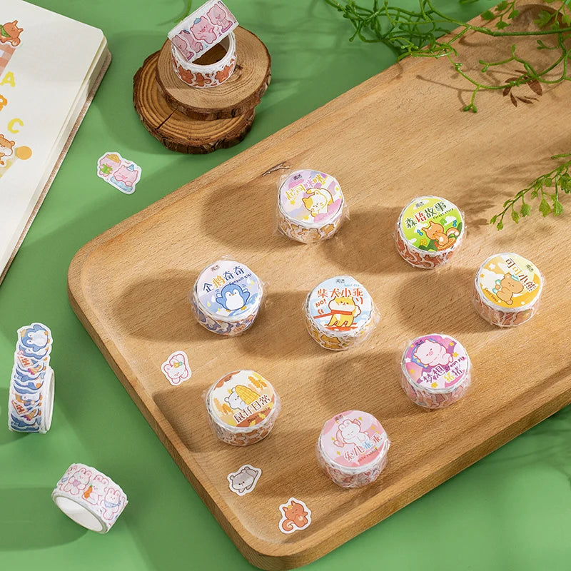 100 pcs Kawaii Cloud Zoo Masking Washi Tape Cute Cat penguin Decorative Adhesive Tape Decora Diy Scrapbooking Sticker Label
