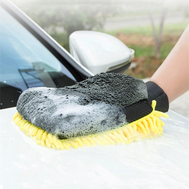 Large Microfiber Car Wash Mitt Waterproof Chenille Gloves Thick Car Cleaning Mitt Wax Detailing Auto Care Double-faced Glove